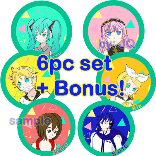 Project Sekai/Vocaloid Stickers:  Complete 3" Round VIRTUAL SINGER Sticker Set (+Bonus!)