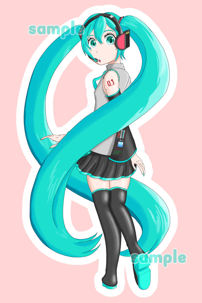 Hatsune Miku 4" Sticker - Looking Back